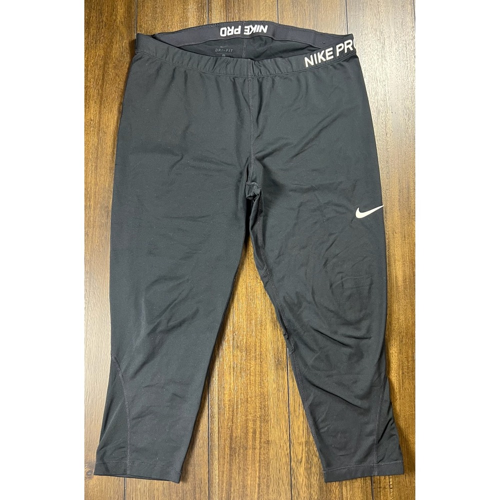 Nike Pro Dri-FIT Black Capri Leggings Mesh Panel Training Tights Womens 2X